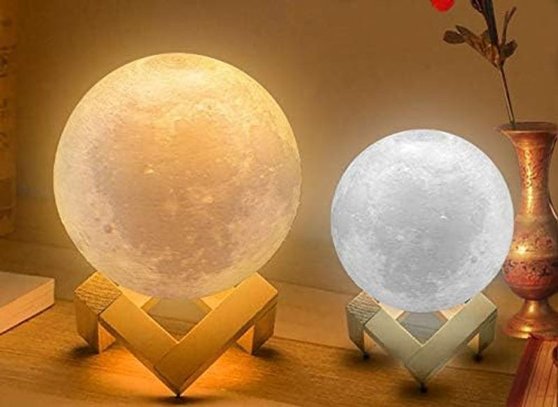 KNIGHT LED Moon Light Lamps | Touch Control Light | Adjustable Brightness | White to Yellow Colour Changing LAMP (15 x 15 x 17.5 cm)
