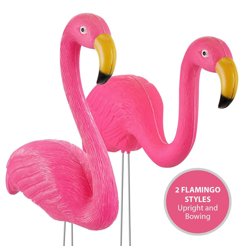 Pink Flamingo Free Standing Plastic Garden Ornament Pack Of 2