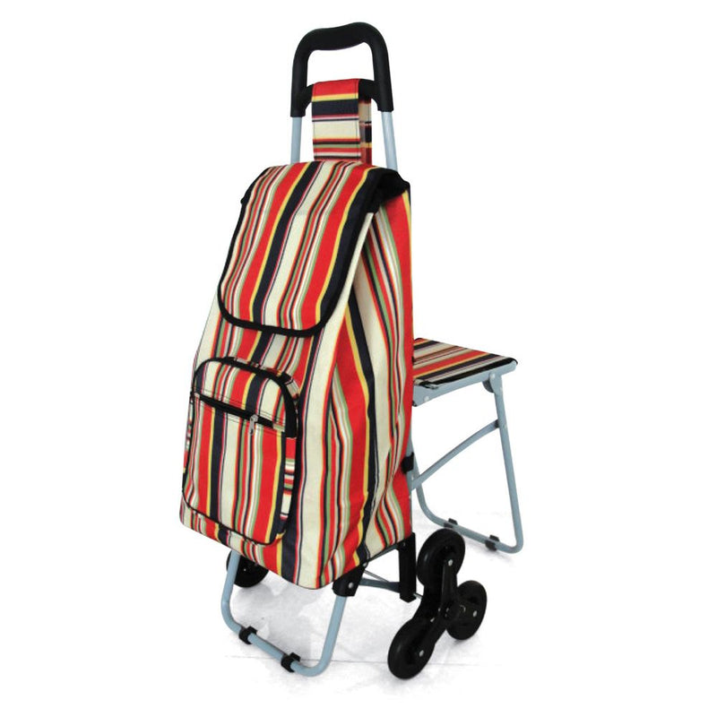 Shopping Trolley with Folding Seat & Stair Climbing Wheels