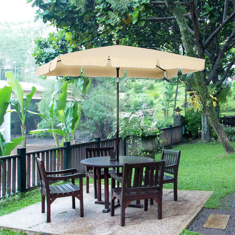 Aluminium Sun Parasol Garden Tilting Umbrellas Patio Rectangular, 2x1.25m, Beige