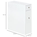 Slim Floor Cabinet Narrow Wooden Storage with Drawers Bathroom White HOMCOM