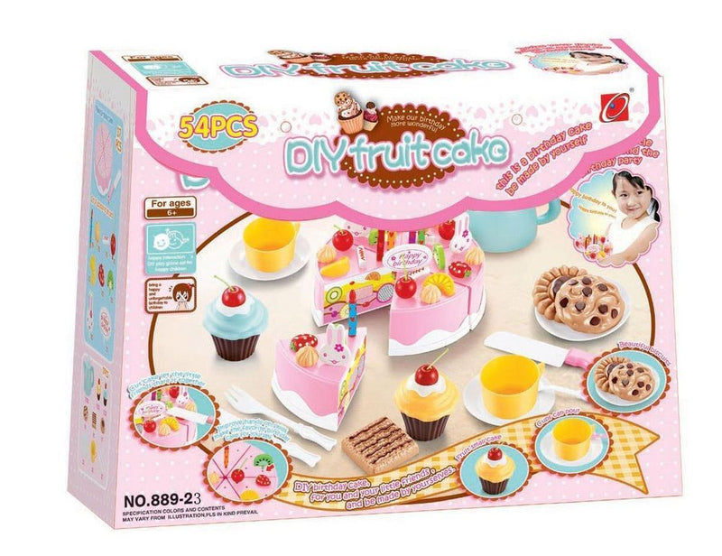 SOKA 54pc Birthday Cream Cake Kids Childrens Pretend Play Party Cake Set