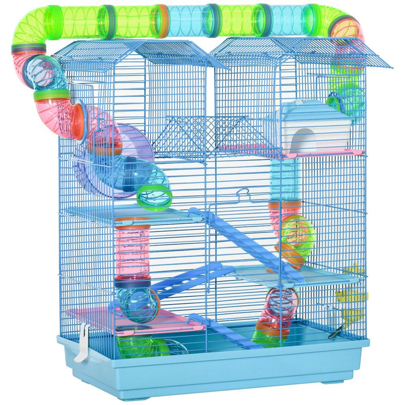 5 Tiers Hamster Cage Animal Travel Carrier Habitat W/ Accessories Pawhut