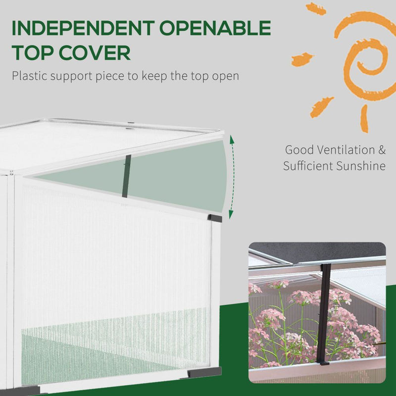 Polycarbonate Greenhouse Aluminium Independent Opening Tops120x100x41cm, Silver