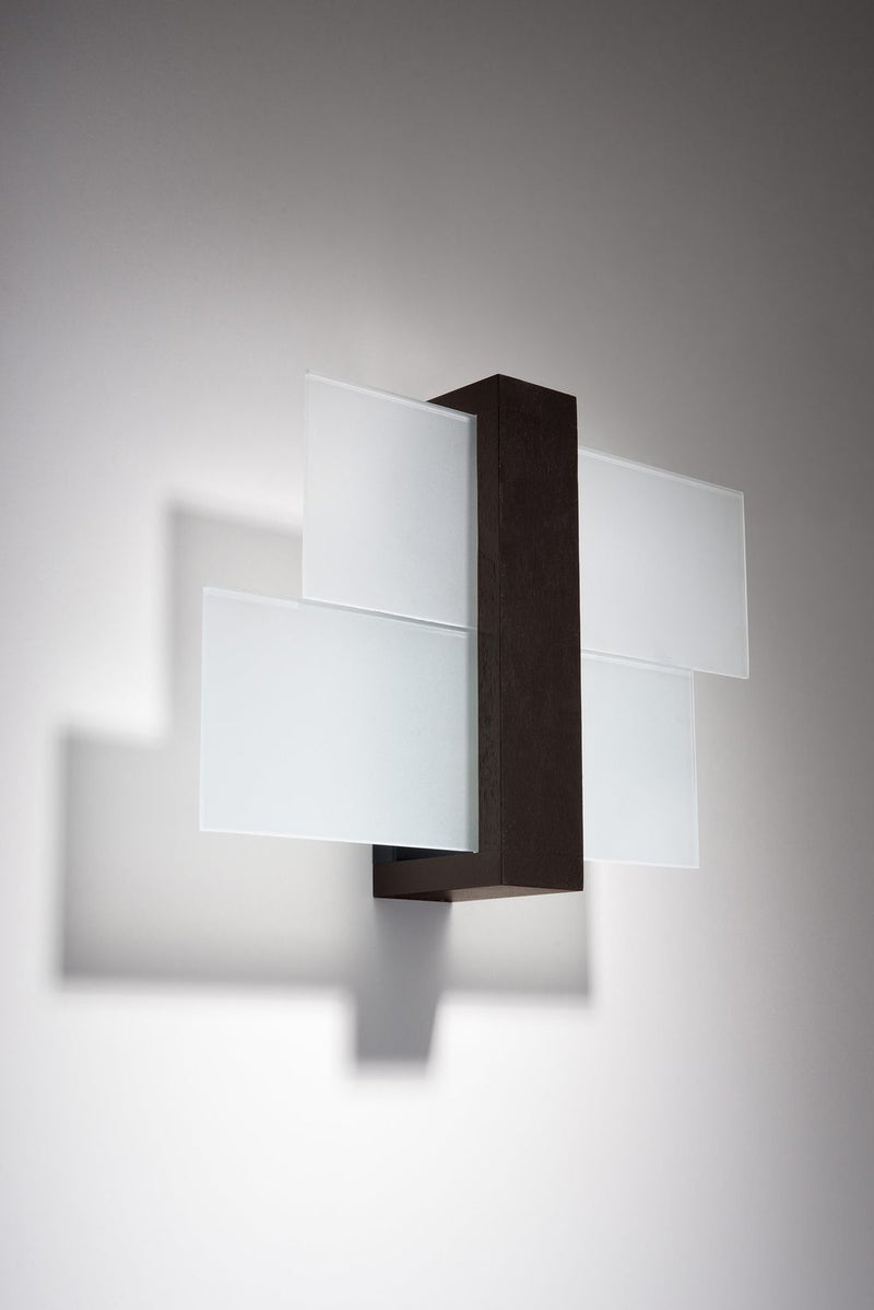 Wall Lamp FENIKS 1 Wenge Wood/Glass Lamp Modern Loft LED E27