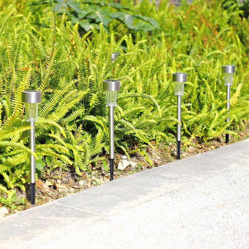 10 X Colour Change Stainless Steel Solar Powered Stick Post LED Lights