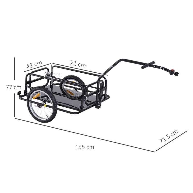 Folding Bicycle Cargo Storage Cart and Luggage Trailer with Hitch HOMCOM
