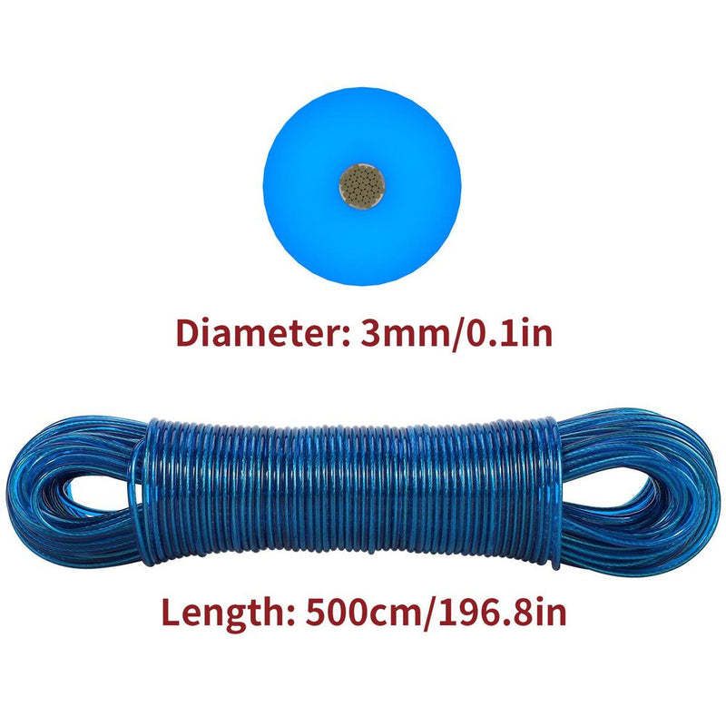 Blue 50M Washing Line Rope Clothing Dryer