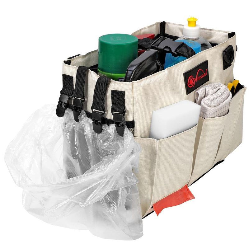 Cleaning Caddy Multifunctional Storage Organiser Bag Large Cream White