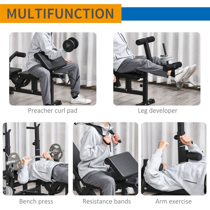 Multi-Exercise Full-Body Weight Bench with Bench Press & Leg Extension HOMCOM