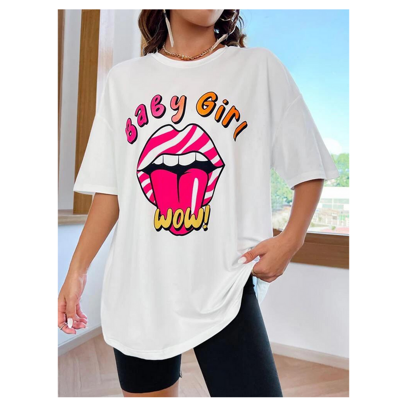 Ladies Baby Girl Printed Oversized T Shirt Top