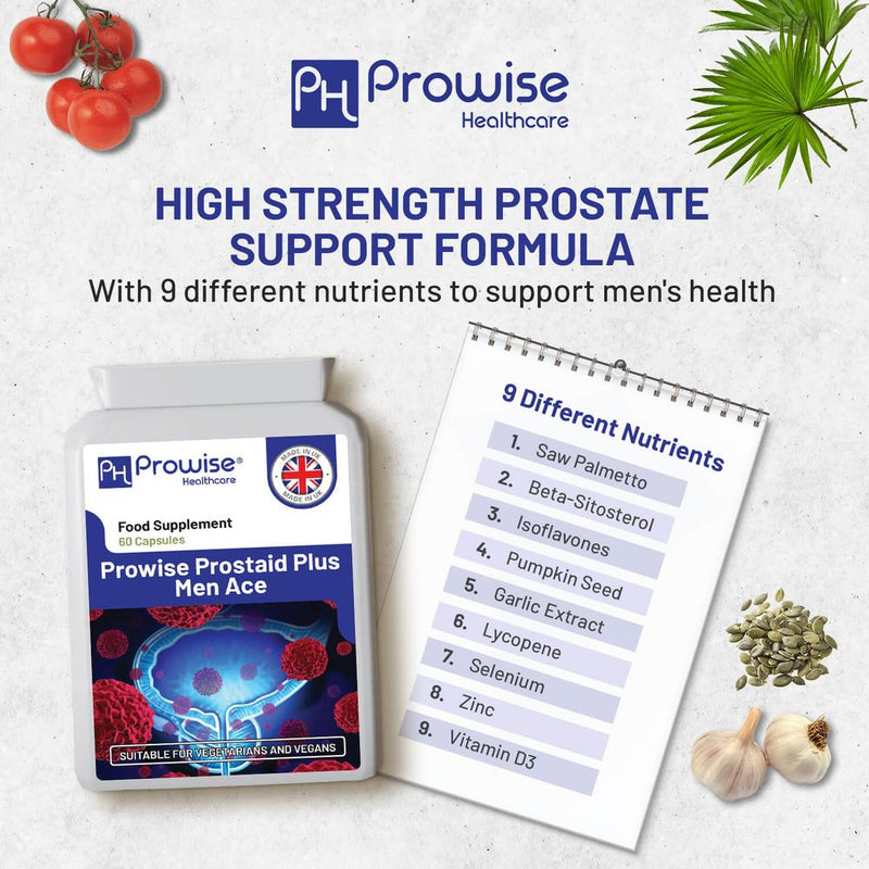 Prostaid Plus Men Ace 60 Capsules | Suitable For Vegetarians & Vegans | Made In UK