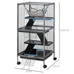 Rolling Small Animal Cage for Chinchillas Ferrets Kittens w/ Platform Ramp Tray