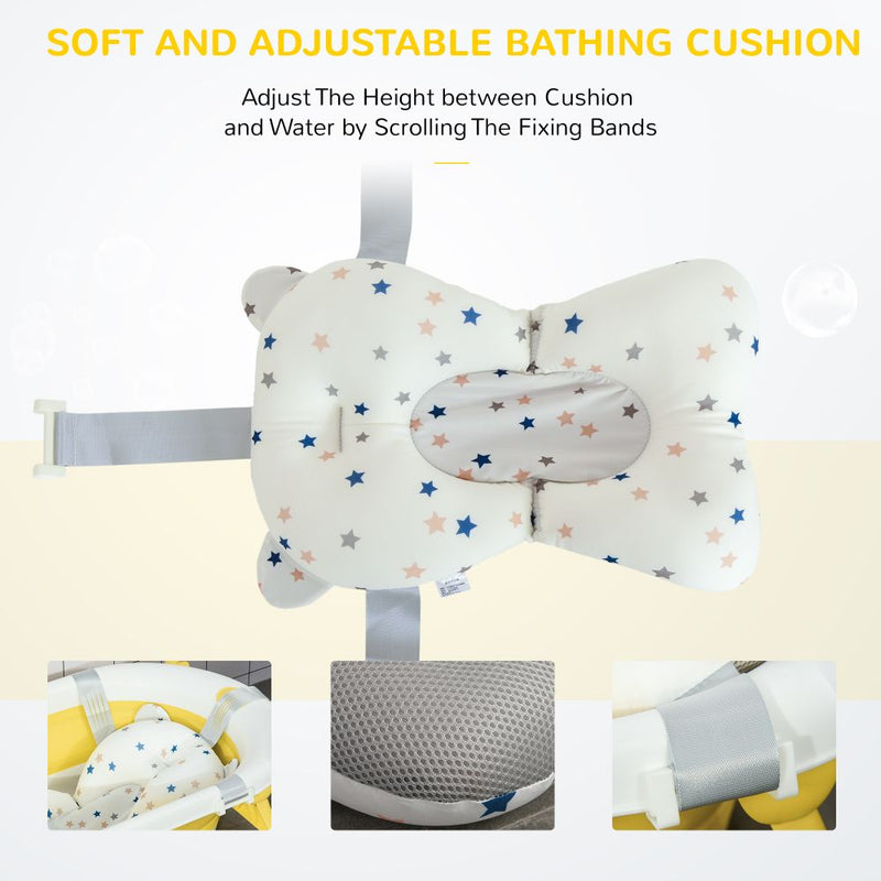 Foldable Baby Bath Tub Ergonomic with Temperature-Induced Water Plug