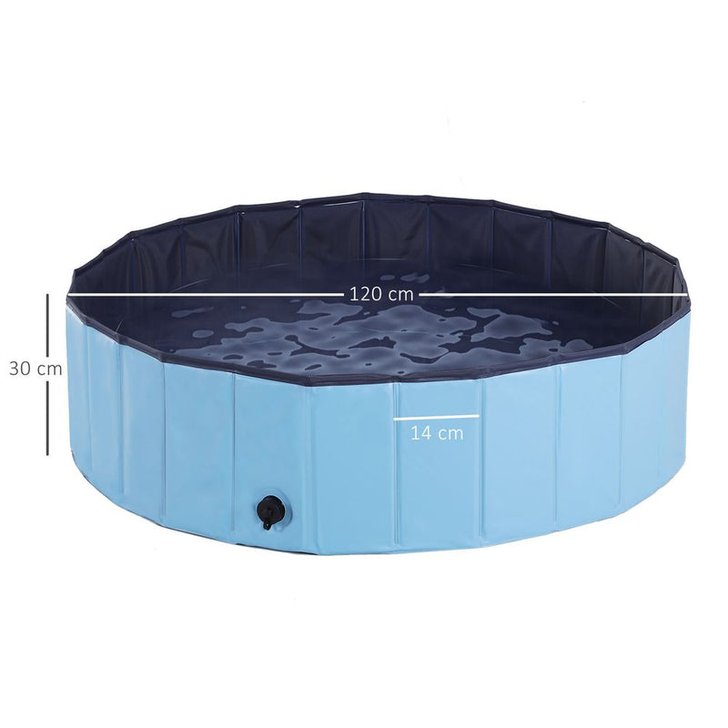 Portable Pet Paddling Pool Swimming Bath Cat Dog Puppy Foldable Blue 120cm
