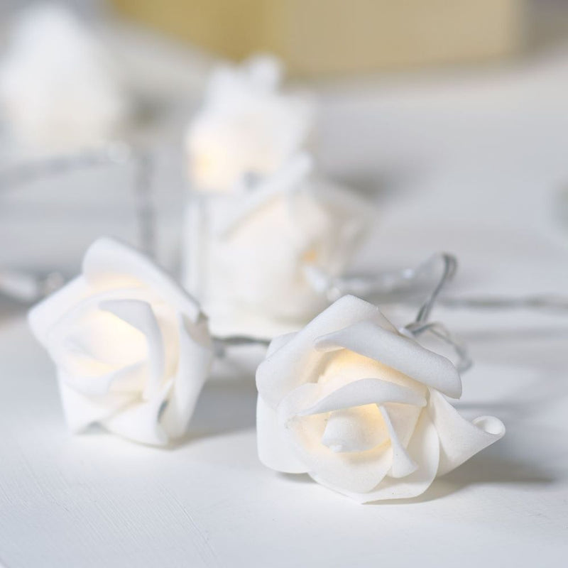 30 LED White Rose Chain Flower Indoor Seasonal D?cor Fairy Lights