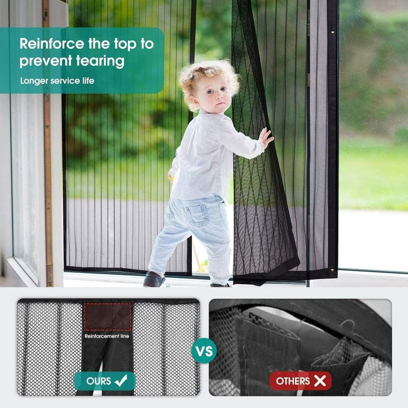 Aspect Magnetic Screen Door with Heavy Duty Mesh Curtain and Full Frame Hook & Loop