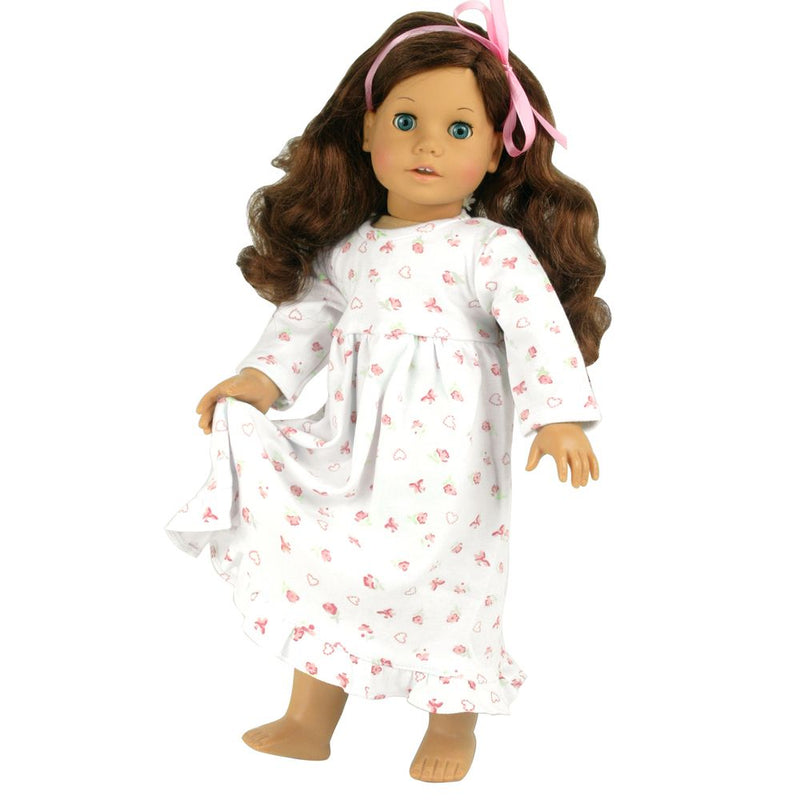 Baby Dolls Clothing, 18 Inch Doll Classic Floral Print Long Nightdress/Nightgown