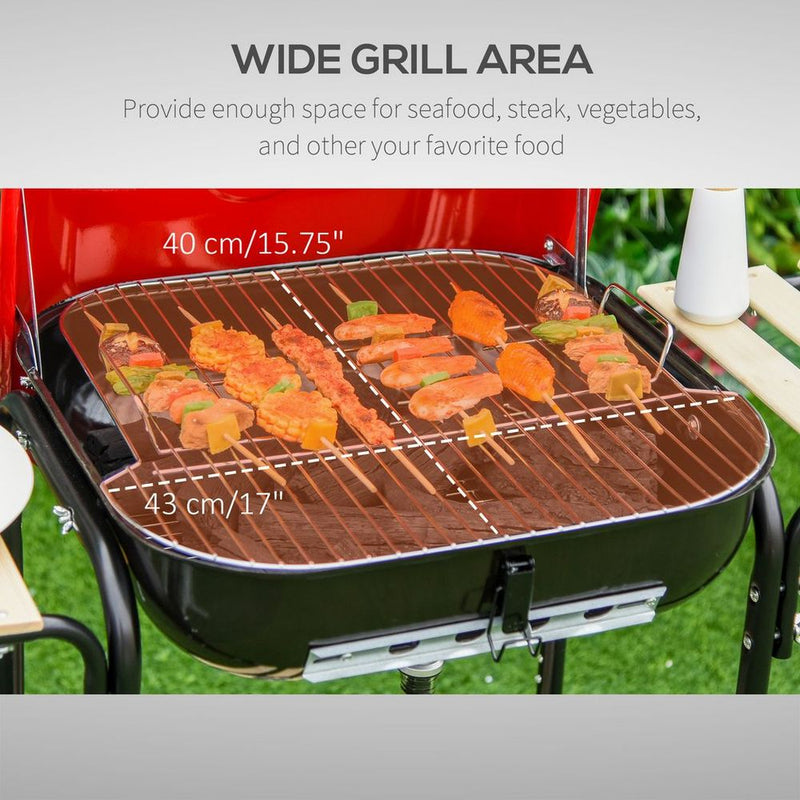 Charcoal Steel Grill Portable BBQ Camping Picnic Garden Party w/ Wheels