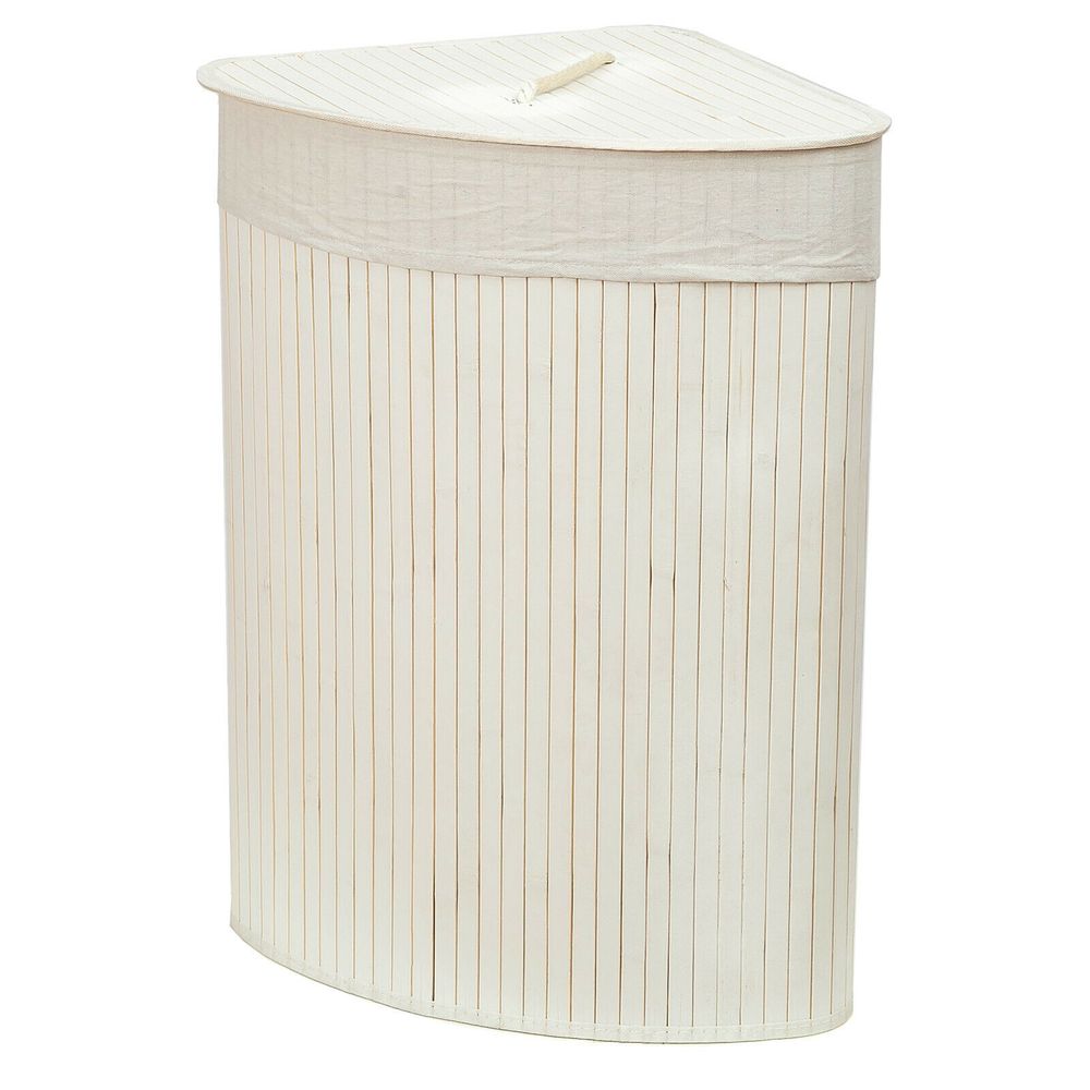CORNER Natural Bamboo Laundry Basket-WHITE