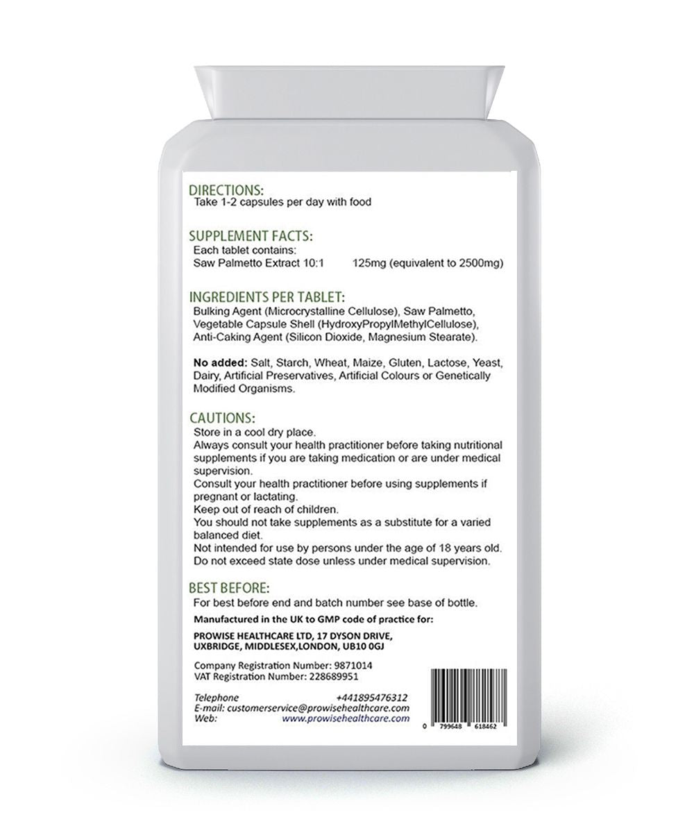 Saw Palmetto 2500mg 90 Capsules by Prowise Healthcare