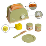 Wooden Toaster Toy Play Kitchen Accessories 11 pcs Green TK-W00006