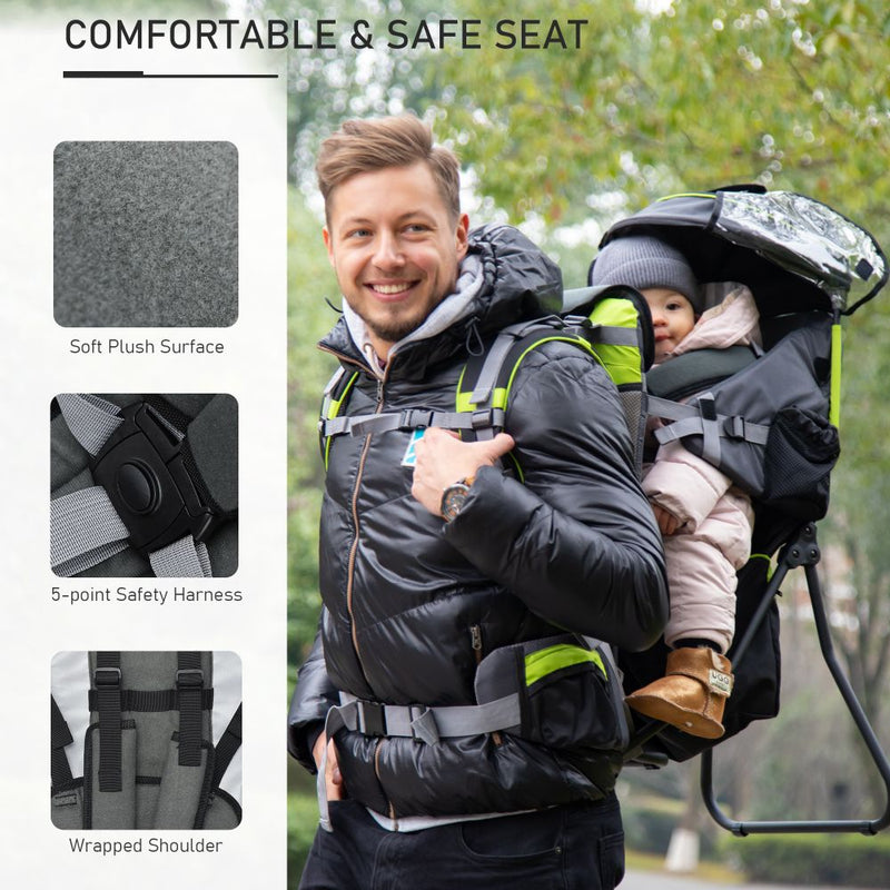 Baby Hiking Backpack Carrier Detachable Rain Cover for Toddlers  HOMCOM