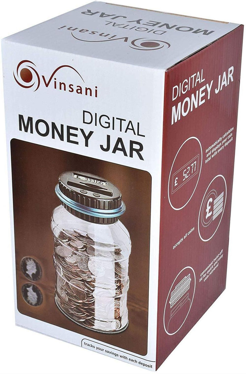 Digital Piggy Bank UK Coin Counting Jar Money Box Coin Saving Pot