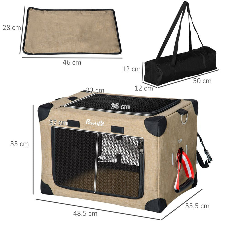 Foldable Cat Carrier Portable Dog Bag w/ Cushion for XS Dogs and Cats 50x34x33cm
