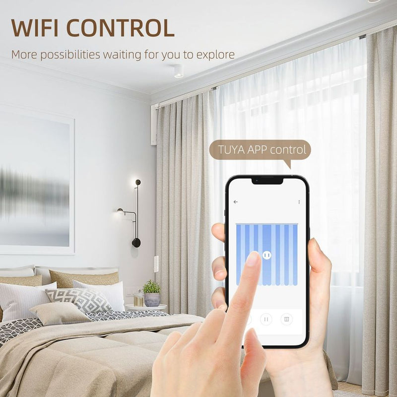 HOMCOM 1.95-3.6 Adjustable Smart Electric Curtain Track w/ Remote App Control