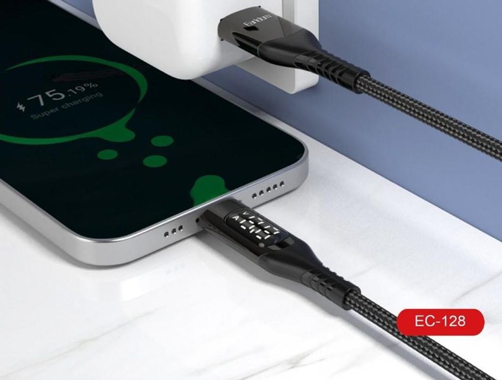 Earldom charging cable displays parameters on LED screen EC-128C