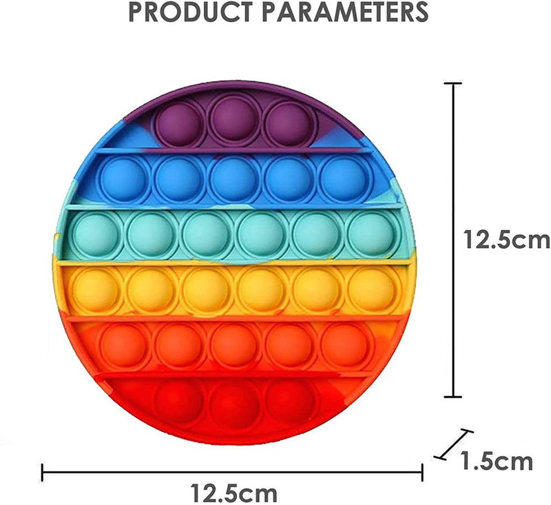 ASPECT Rainbow Colour Push Bubble Pop Bubble Sensory Fidget Toy Round Rainbow