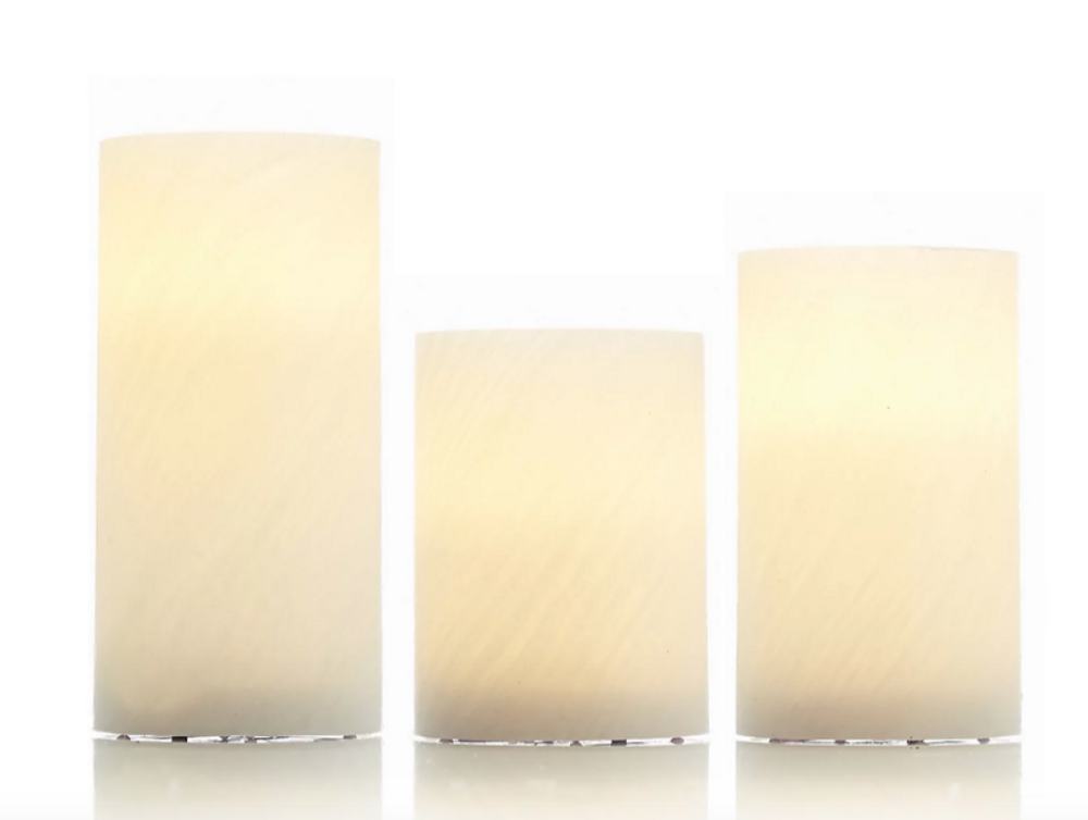 3pc Vanilla Scented Authentic Flame Wax Flickering LED Square Candle Lights