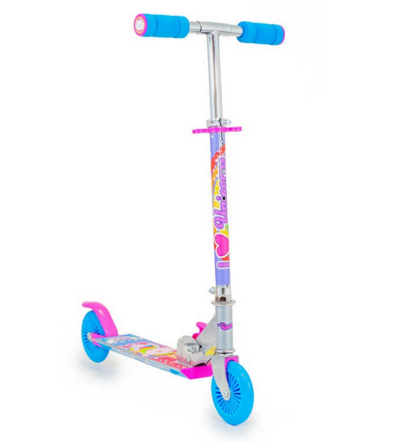 Ozbozz Blue & Pink Unicorn Push Foldable Scooter Boys & Girls Kids Toy Gift