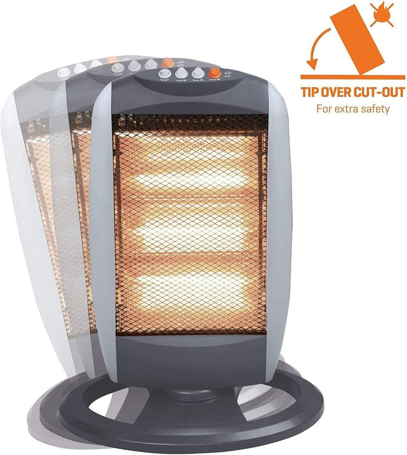 Fine Elements Halogen Heater 1200w with 3 Heat Setting and Wide Angle Oscillation