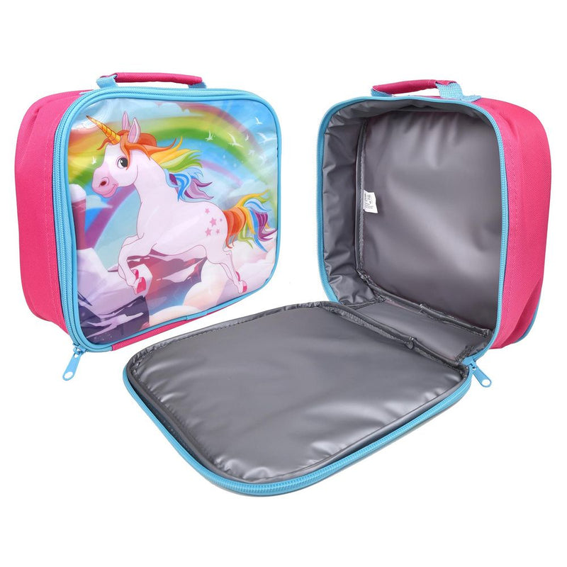 UNICORNS Characters Insulated Pink Rectangular Lunch Bag for Kids 26 x 21 x 7 cm
