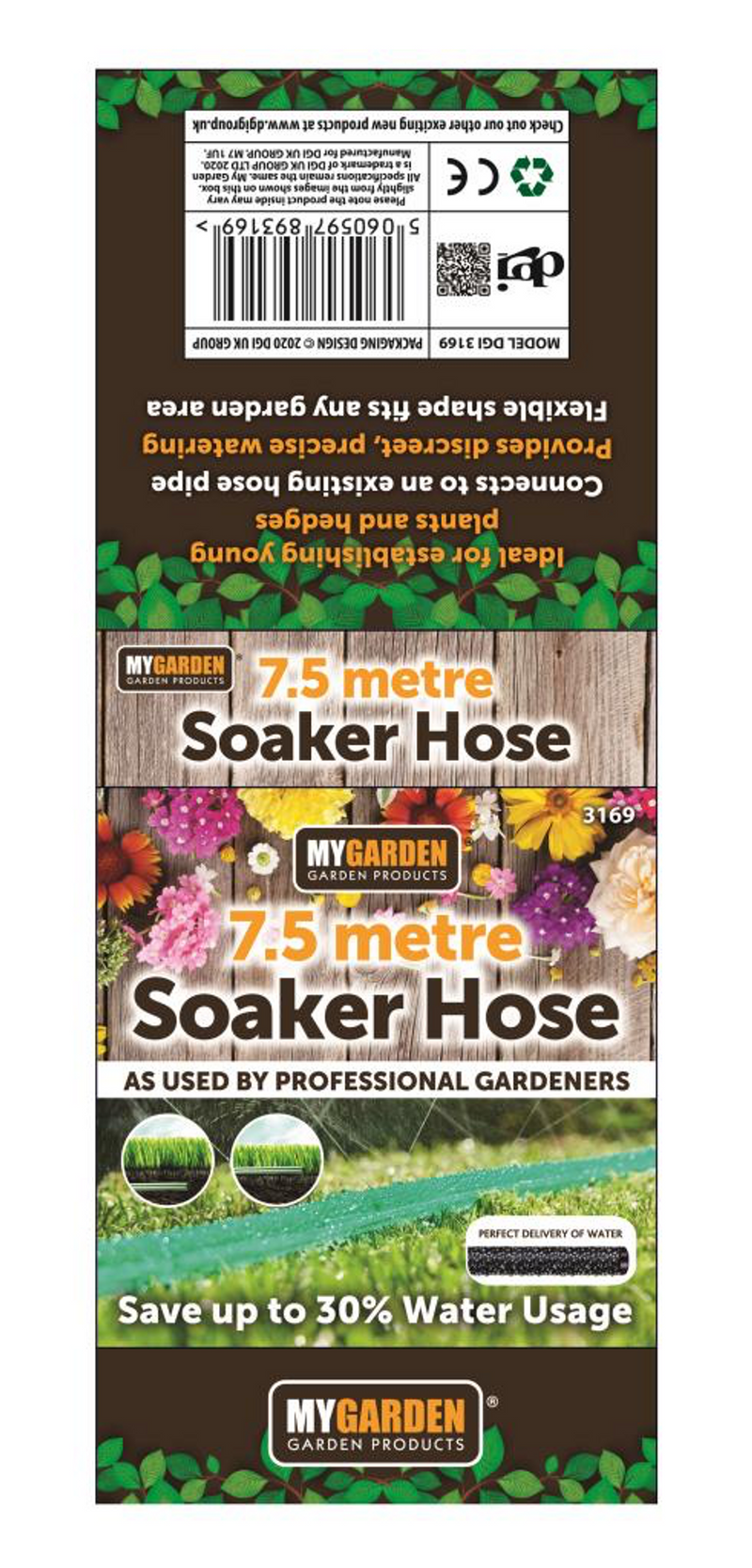 Flat Soaker Hose Pipe Garden Lawn Sprinkler Drip Irrigation Water Spray Plants[7.5m]