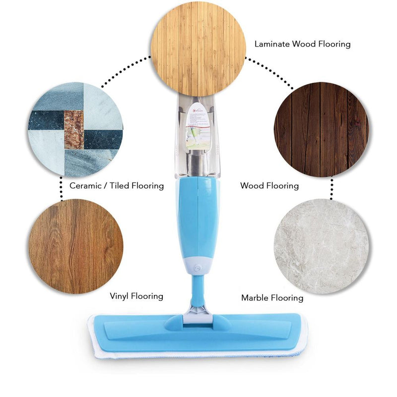 Spray Floor Mop Water Cleaner Refillable Bottle Machine Washable Microfibre Pads