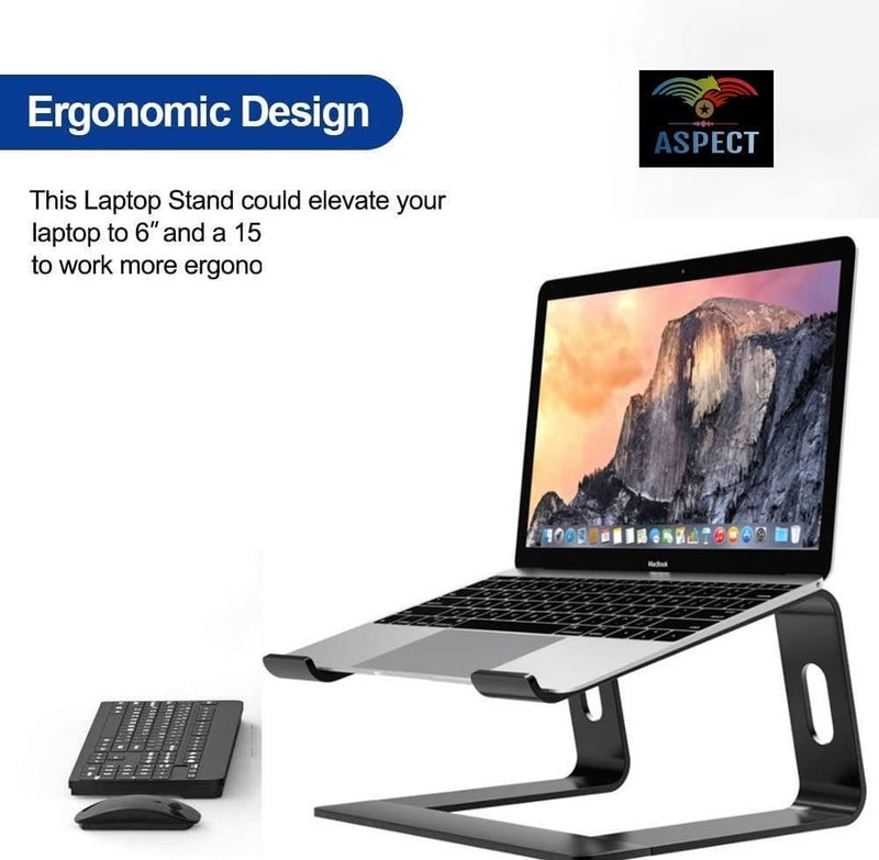 Aspect Metal Desktop Laptop Stand Compatible with All Laptops Size Range 10 to 15.6 Inches (BLACK)