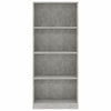 4-Tier Book Cabinet Concrete Grey 60x24x142 cm Engineered Wood