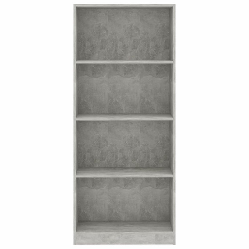 4-Tier Book Cabinet Concrete Grey 60x24x142 cm Engineered Wood