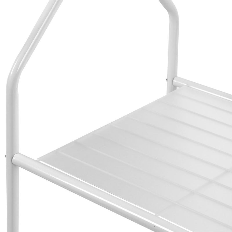 Clothes Rail With Two Shelves in White Powder Coating