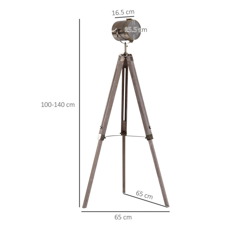 Tripod Floor Lamp, 65L,Wood/Bronze Colour