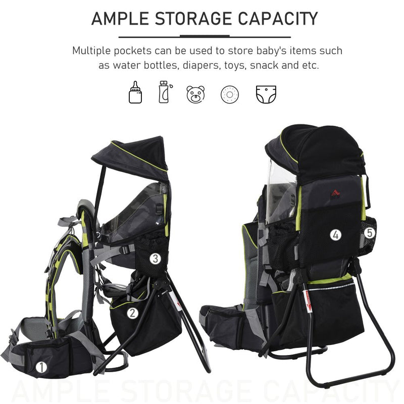 Baby Hiking Backpack Carrier Detachable Rain Cover for Toddlers  HOMCOM