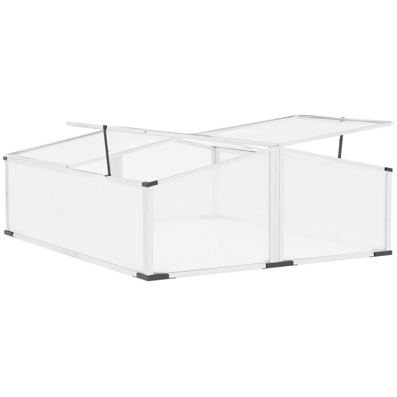 Polycarbonate Greenhouse Aluminium Independent Opening Tops120x100x41cm, Silver