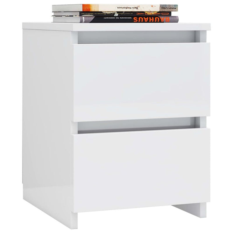 Bedside Cabinet High Gloss White 30x30x40 cm Chipboard