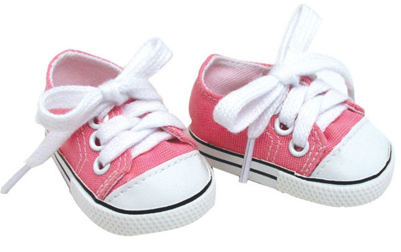 18" Baby Doll Shoes with Laces, Pink Doll Canvas Trainers 46cm