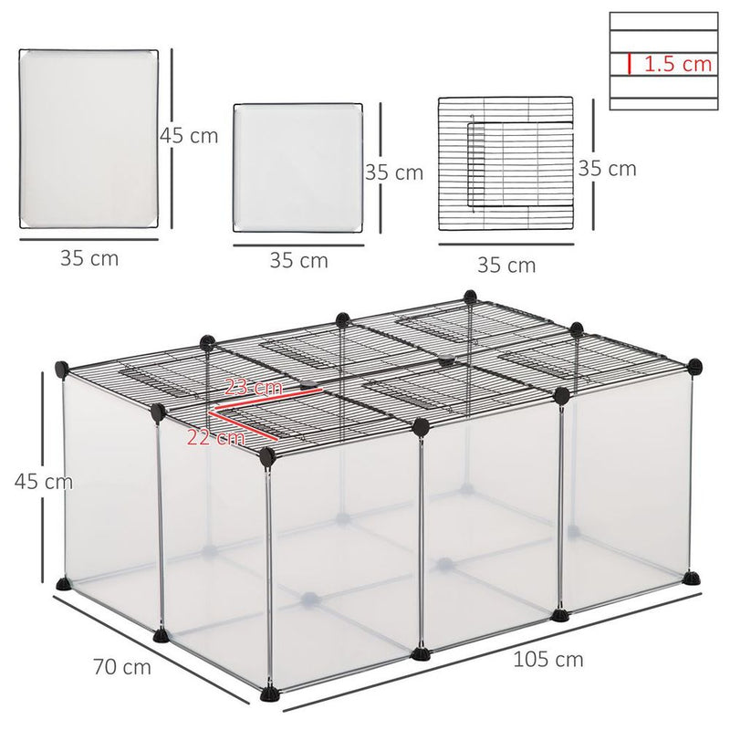DIY Pet Playpen 22 Panels Small Animal Cage for Guinea Pigs Clear