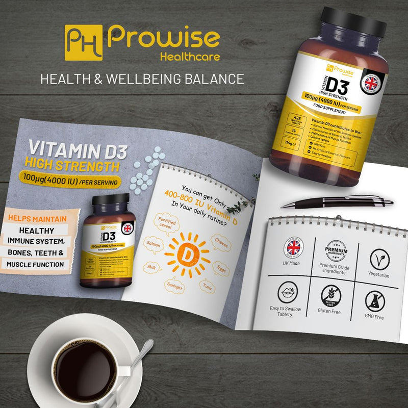 Prowise Vitamin D3 Vegetarian Tablets Immune Support Calcium Boost Bone Muscle