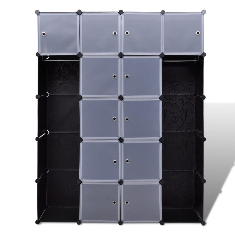 Modular Cabinet 14 Compartments Black and White 37x146x180.5 cm